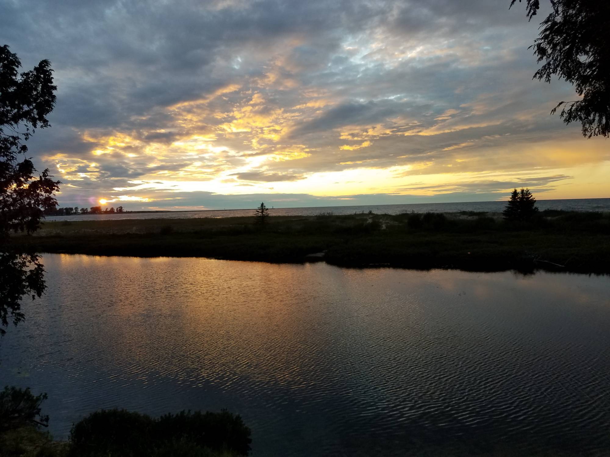 Sunset over lake
